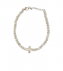 PULSEIRA PRATA MADREPÉROLA -CRUZ