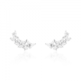 BRINCO PRATA EARCUFF NAVETES E SOLITARIO