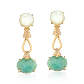 BRINCO PEDRA AVENTURINE-OURO