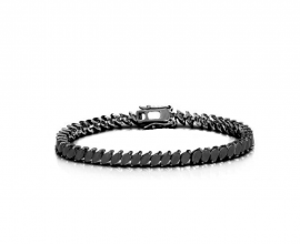 PULSEIRA RIVIERA PRATA NAVETES - ZIRCONIA NEGRA