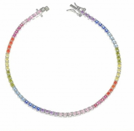 PULSEIRA RIVIERA PRATA COLORIDA -RAINBOW