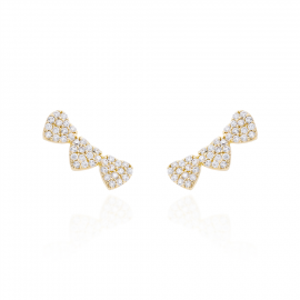 BRINCO EARCUFF CORAÇÕES OURO