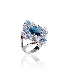 ANEL PEDRA QUATZO AZUL - OURO
