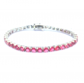 PULSEIRA RIVIERA PRATA -SAFIRA ROSA -OURO
