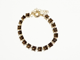 PULSEIRA RIVIERA PEDRA QUARTZO FUME - OURO