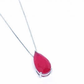 COLAR PRATA SOLITÁRIO GOTA RUBI