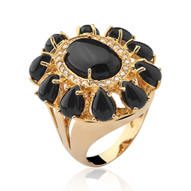 ANEL PEDRA ONIX PRETO - OURO