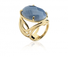 ANEL PEDRA QUARTZO AZUL - OURO