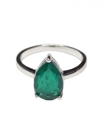 ANEL PRATA SOLITARIO ESMERALDA