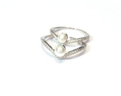 Anel Pearl Duo Silver