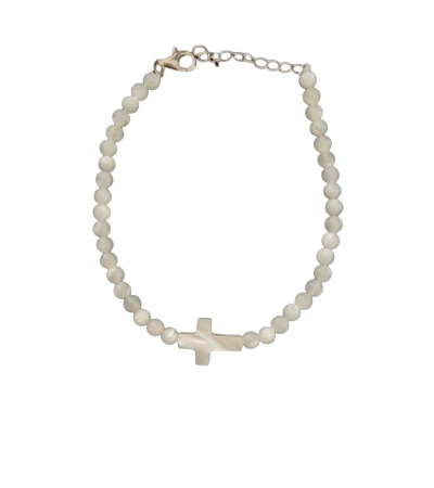 PULSEIRA PRATA MADREPÉROLA -CRUZ