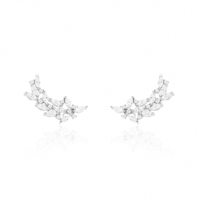 BRINCO PRATA EARCUFF NAVETES E SOLITARIO