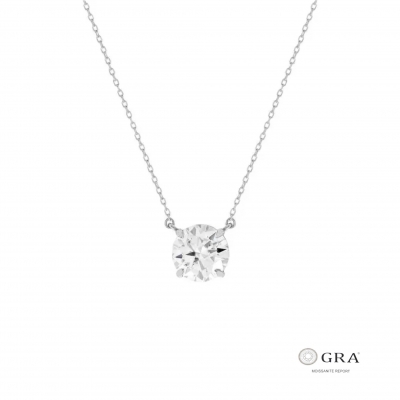 Colar Solitário Moissanite Prata 925 - Pedra 6,5mm