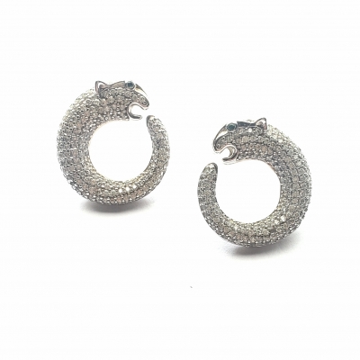 BRINCO PRATA PANTERA CRAVEJADA