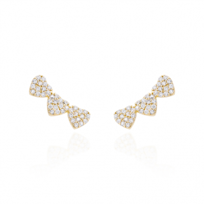 BRINCO EARCUFF CORAÇÕES OURO