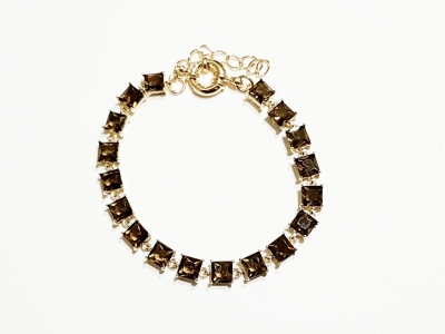 PULSEIRA RIVIERA PEDRA QUARTZO FUME - OURO