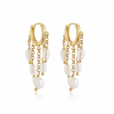 BRINCO ARGOLA PÉROLA SHELL -OURO