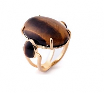 ANEL PEDRA OLHO DE TIGRE - OURO