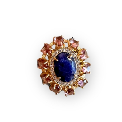 ANEL PEDRA AMETISTA  -BANHO DE OURO 18K