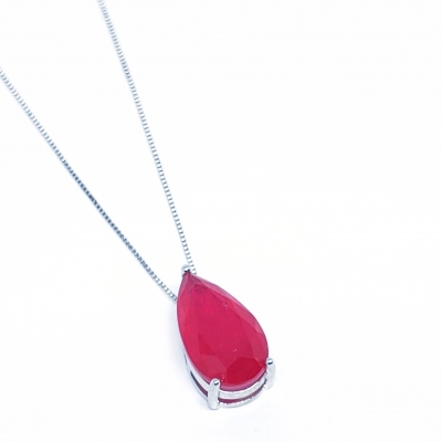 COLAR PRATA SOLITÁRIO GOTA RUBI