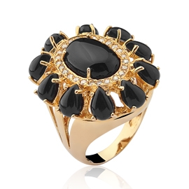 ANEL PEDRA ONIX PRETO - OURO