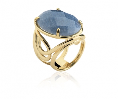 ANEL PEDRA QUARTZO AZUL - OURO