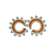 Brinco Solaris Turquesa e Coral Ouro 18K