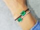 PULSEIRA RIVIERA PRATA  AJUSTÁVEL -PEDRA ESMERALDA