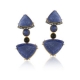 BRINCO DESIGN PEDRA QUARTZO AZUL E ONIZ - OURO